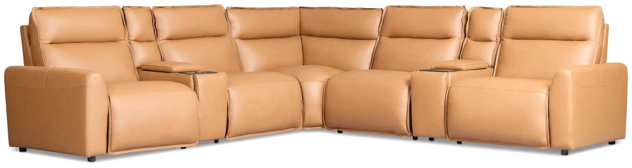 Edison Medium Brown Leather/Vinyl Large Triple Power Reclining Two-arm Sectional Edison Medium Brown Leather/Vinyl Large Triple Power Reclining Two-arm Sectional