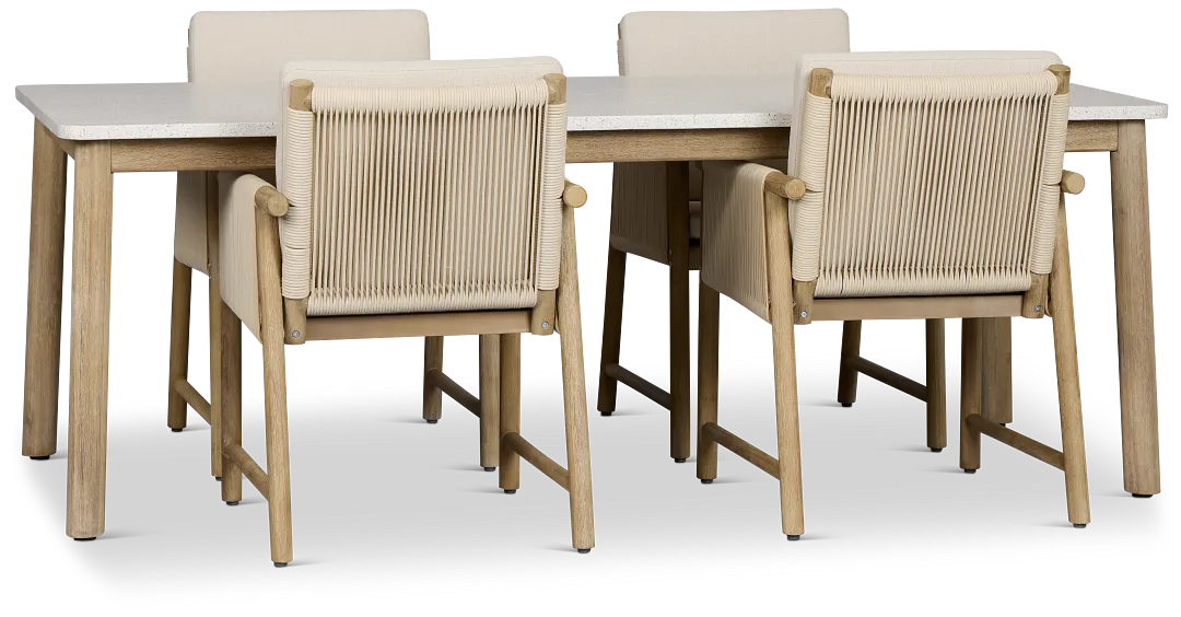 Azure Light Tone Rectangular Table & 4 Upholstered Chairs