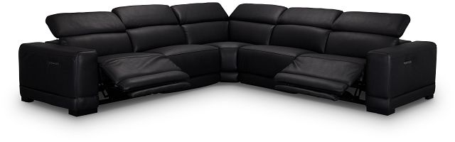 Lombardy Black Micro Small Two-arm Power Reclining Sectional