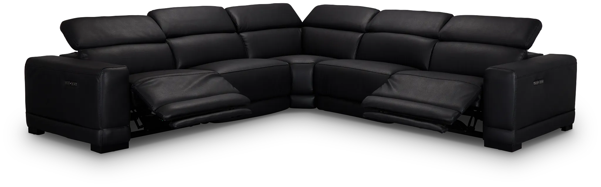 Lombardy Black Micro Small Two-arm Power Reclining Sectional