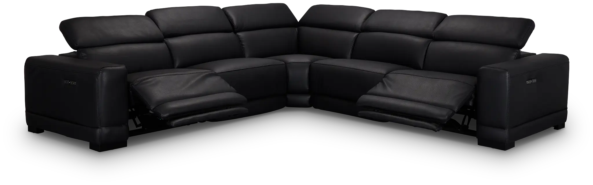 Lombardy Black Micro Small Two-arm Power Reclining Sectional Lombardy Black Micro Small Two-arm Power Reclining Sectional