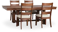 Park City Dark Tone Rectangular Table & 4 Wood Chairs