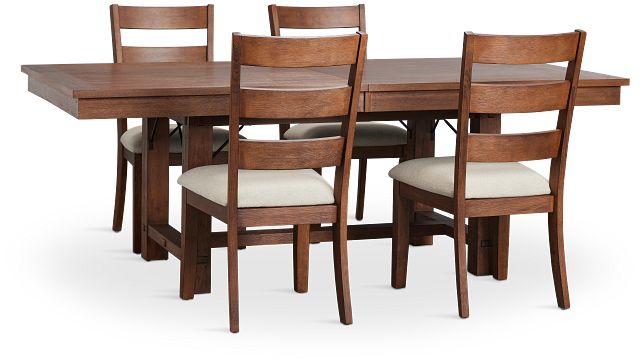 Park City Dark Tone Rectangular Table & 4 Wood Chairs
