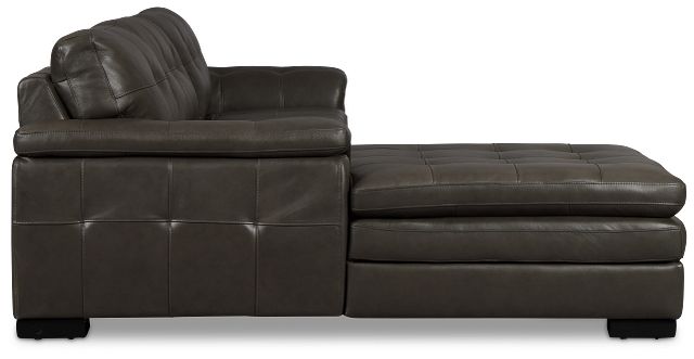 Braden Dark Gray Leather Right Chaise Sectional