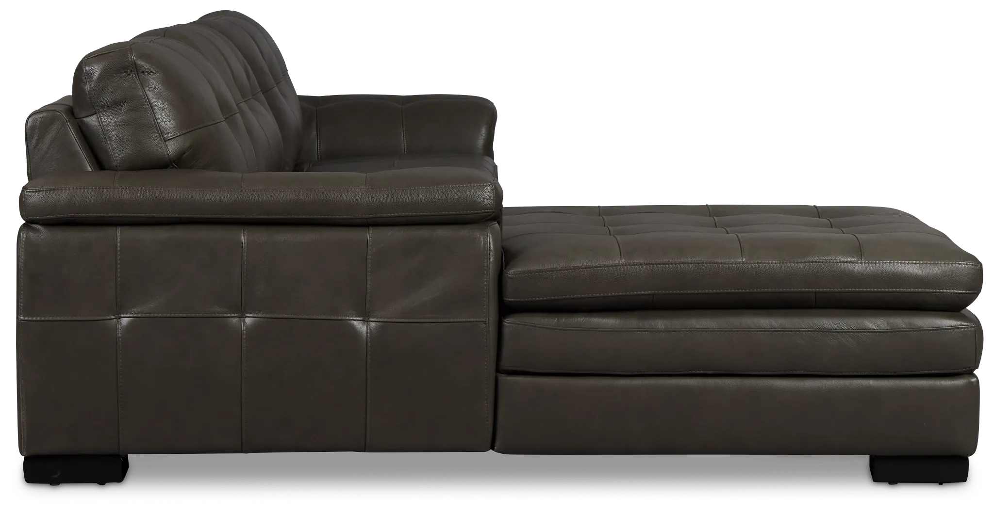 Braden Dark Gray Leather Right Chaise Sectional