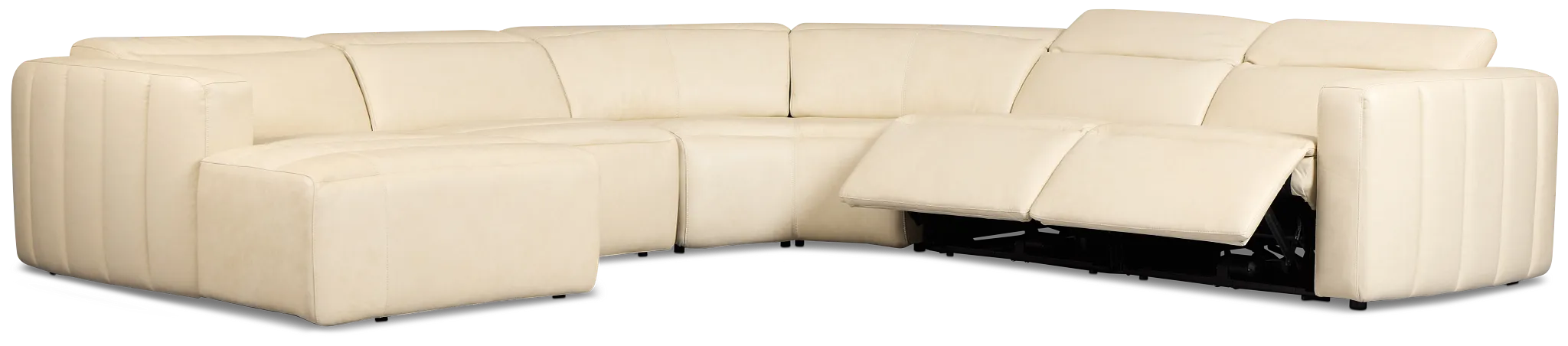 Jace Ivory Lthr/vinyl Small Dual Power Left Chaise Sectional