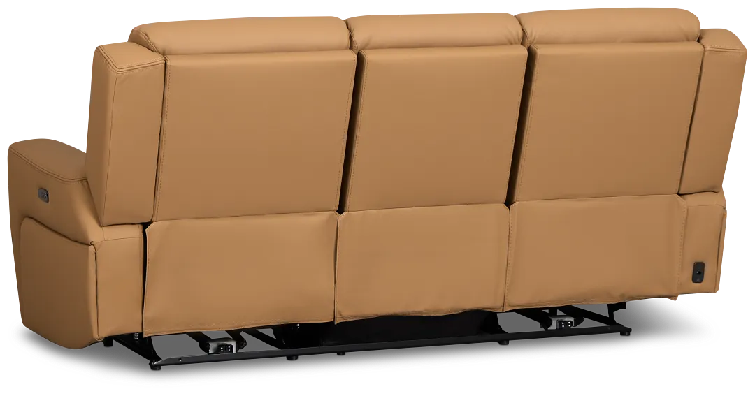 Wilder Brown Leather Power Reclining Sofa W/ Power Headrest