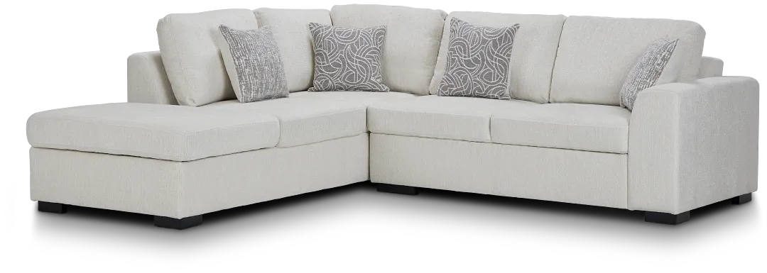 Blakely White Fabric Small Left Bumper Sectional