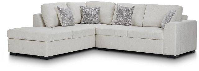 Blakely White Fabric Small Left Bumper Sectional