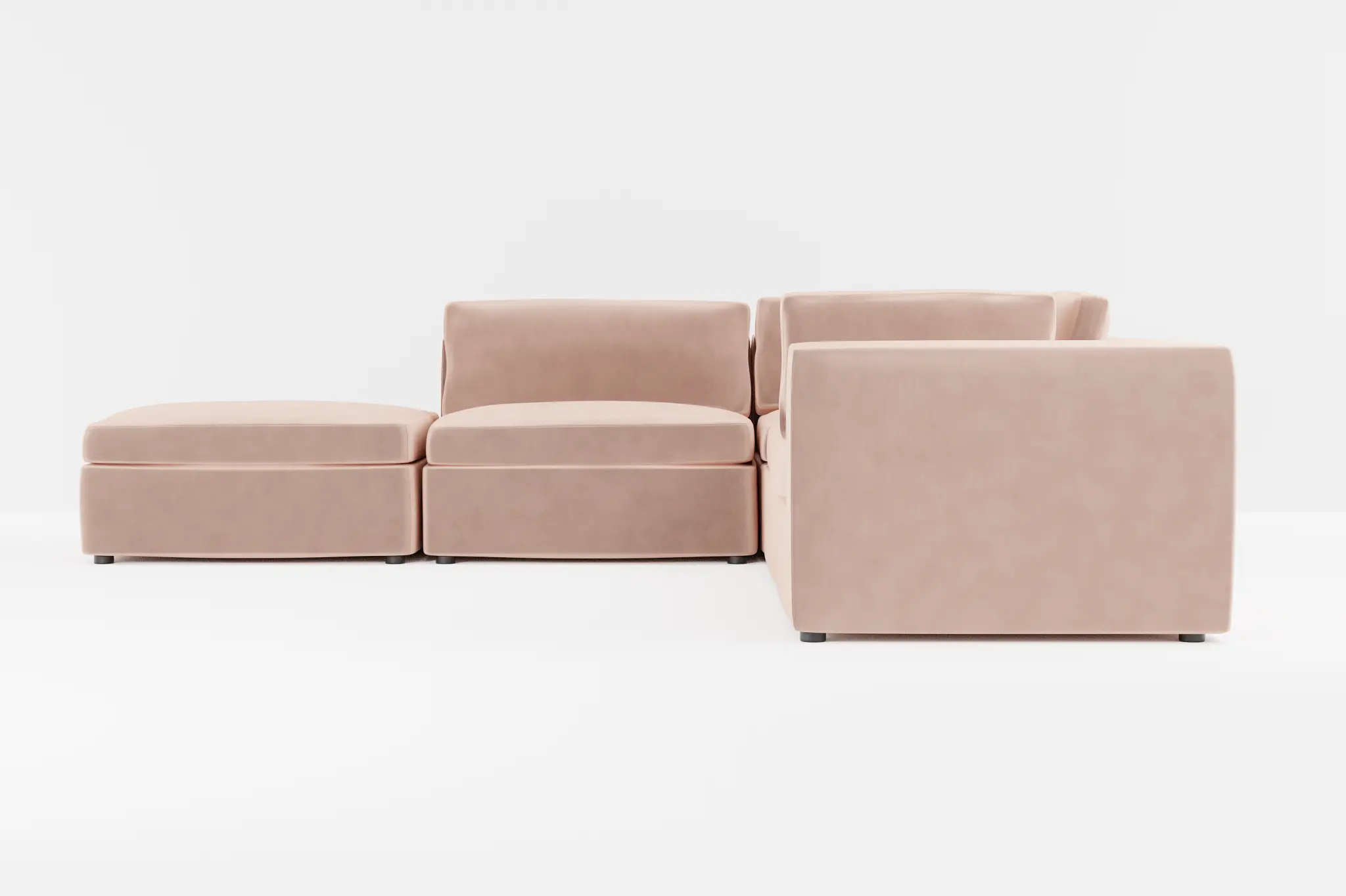 Destin Joya Light Pink Velvet 5pc Bumper Sectional Destin Joya Light Pink Velvet 5pc Bumper Sectional