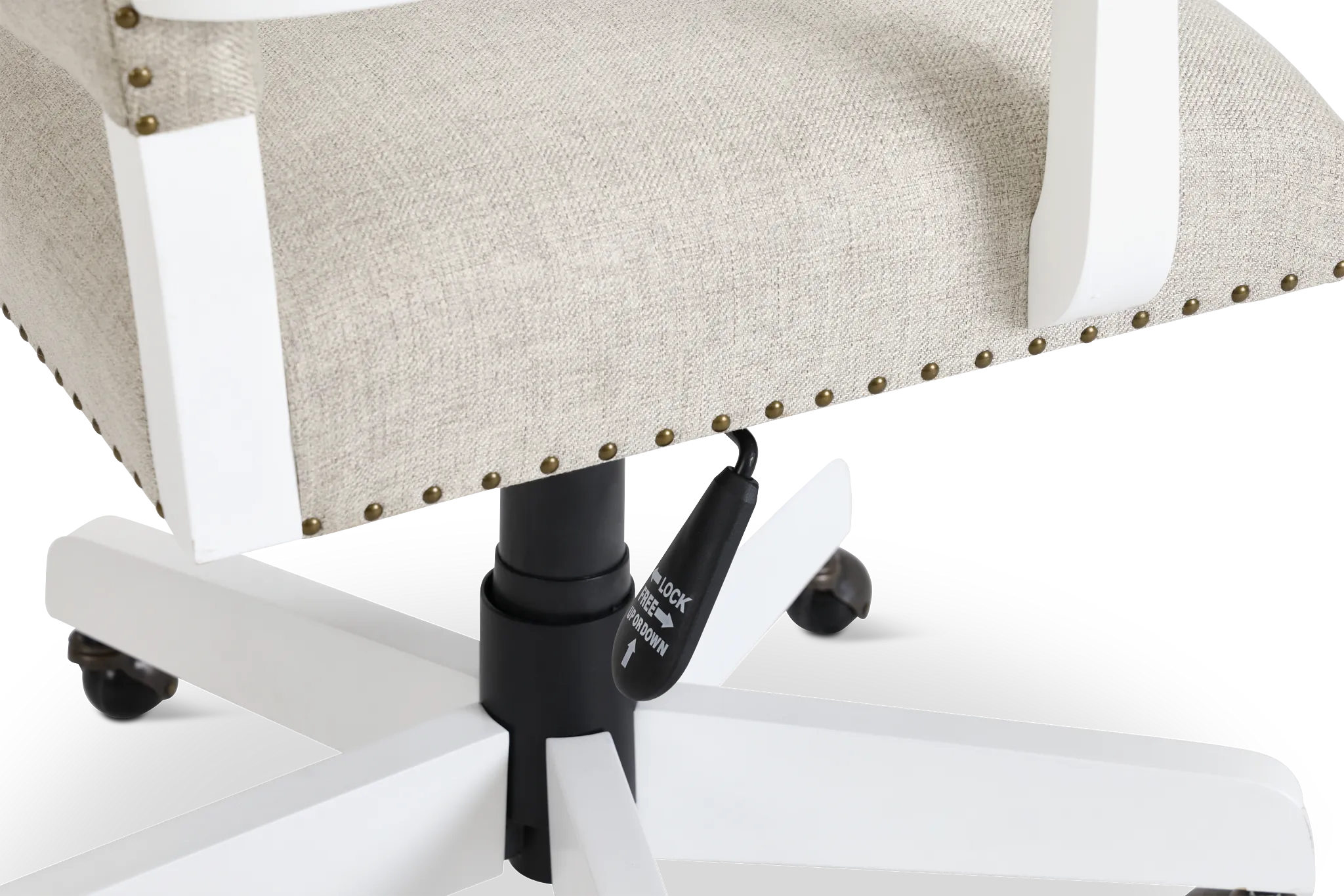 Newport Beige Wood Upholstered Desk Chair