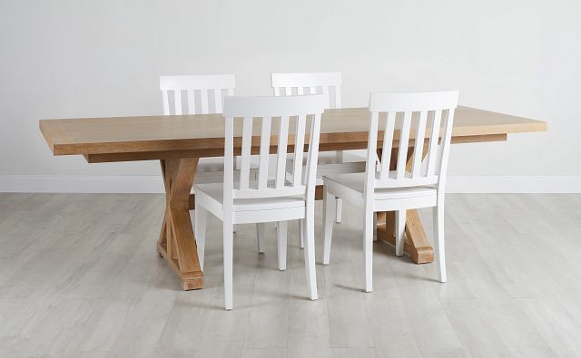 Nantucket Light Tone Trestle Table & 4 White Wood Chairs (0)