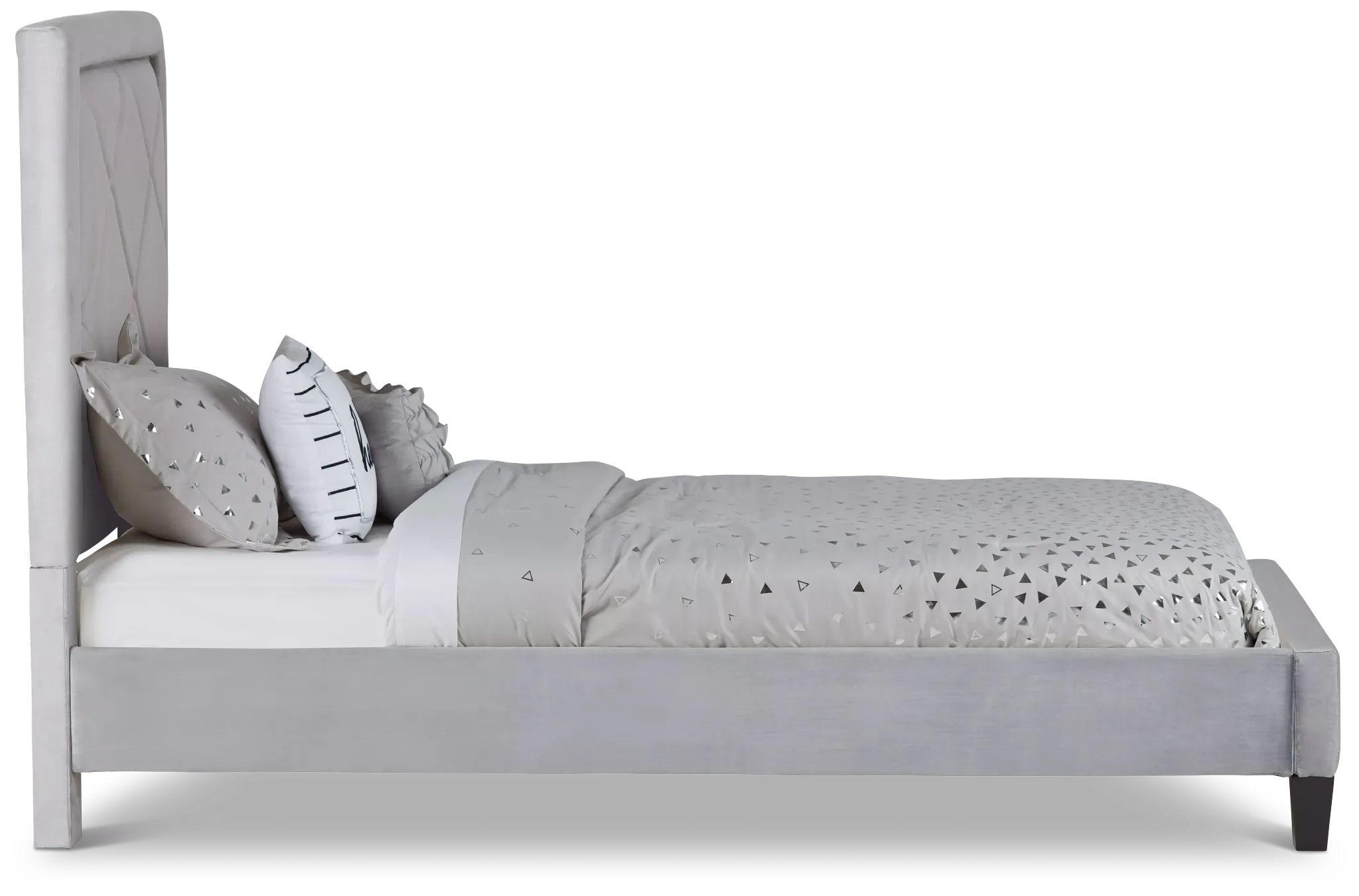 Collin Dark Gray Velvet Platform Bed