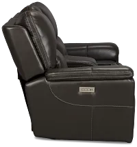 Fallon Dark Gray Leather/Vinyl Power Reclining Console Loveseat with Massage