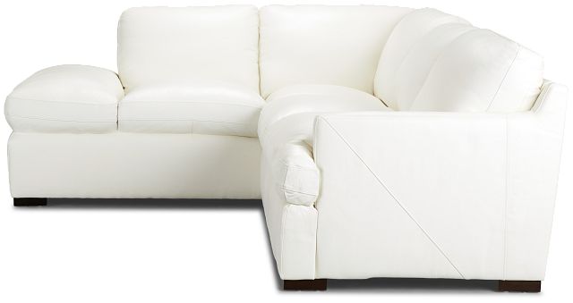 Amari White Leather Small Left Bumper Sectional
