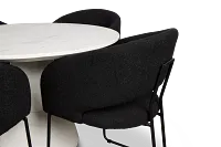 Merrick White Round Table With 4 Black Upholstered Side Chairs