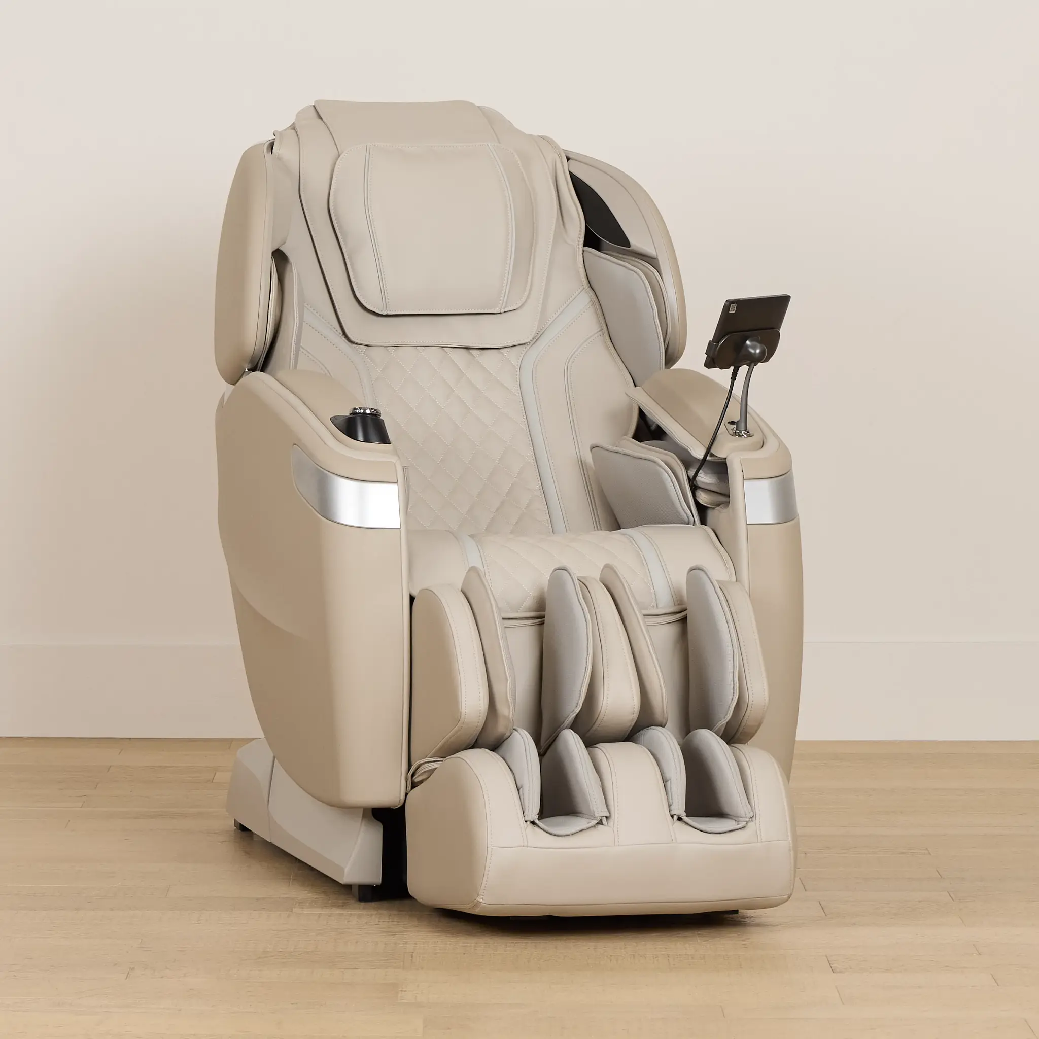Qi Se Duo Light Beige Micro Massage Chair Qi Se Duo Light Beige Micro Massage Chair