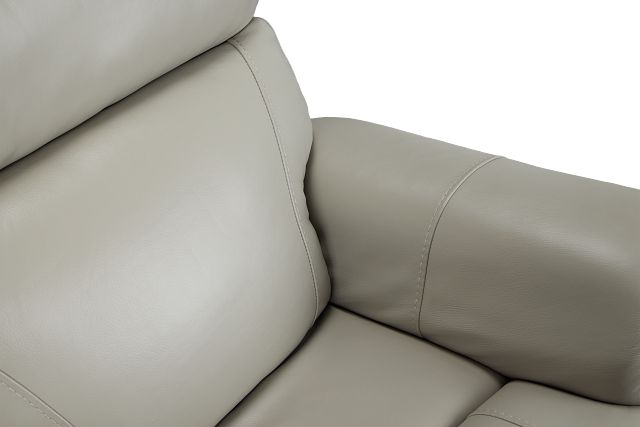 Wells Light Gray Lthr/vinyl Power Recliner With Heat And Massage