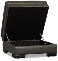 Braden Dark Gray Leather Storage Ottoman