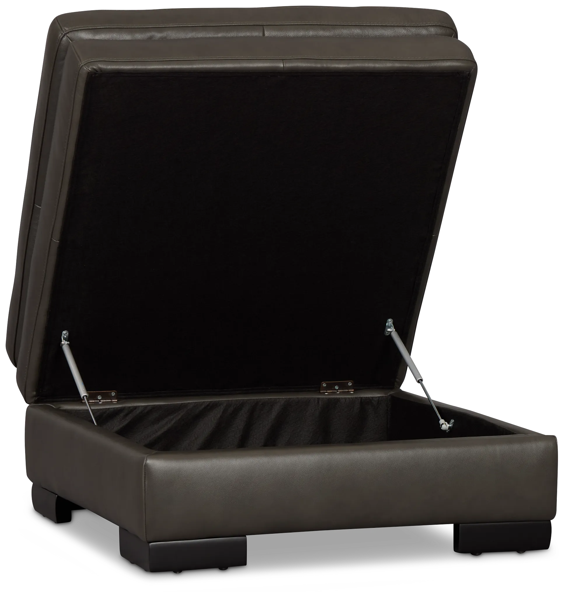 Braden Dark Gray Leather Storage Ottoman