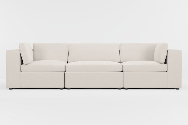 Destin Suave Beige Fabric 3 Piece Modular Sofa