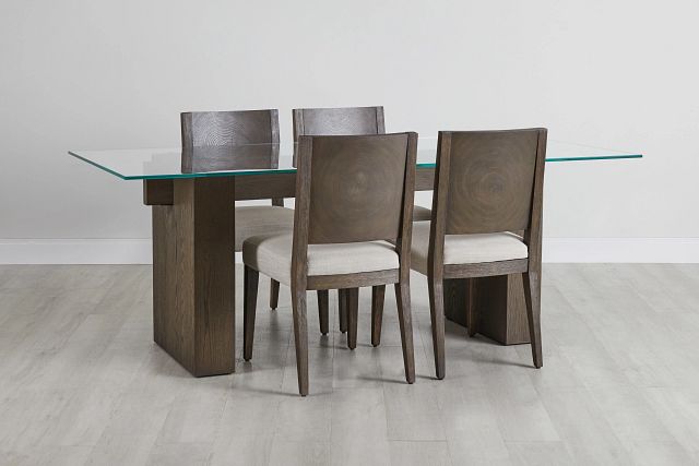 Oakland Dark Tone Glass Rectangular Table & 4 Wood Chairs (0)