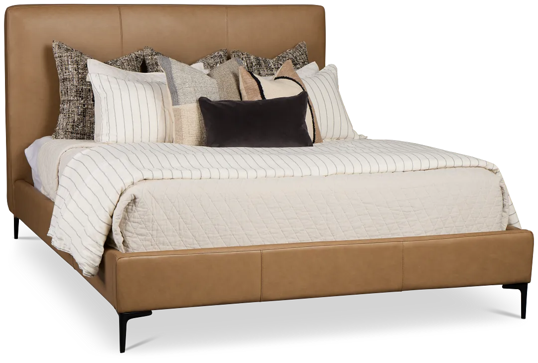 Highland Dark Brown Leather Panel Bed