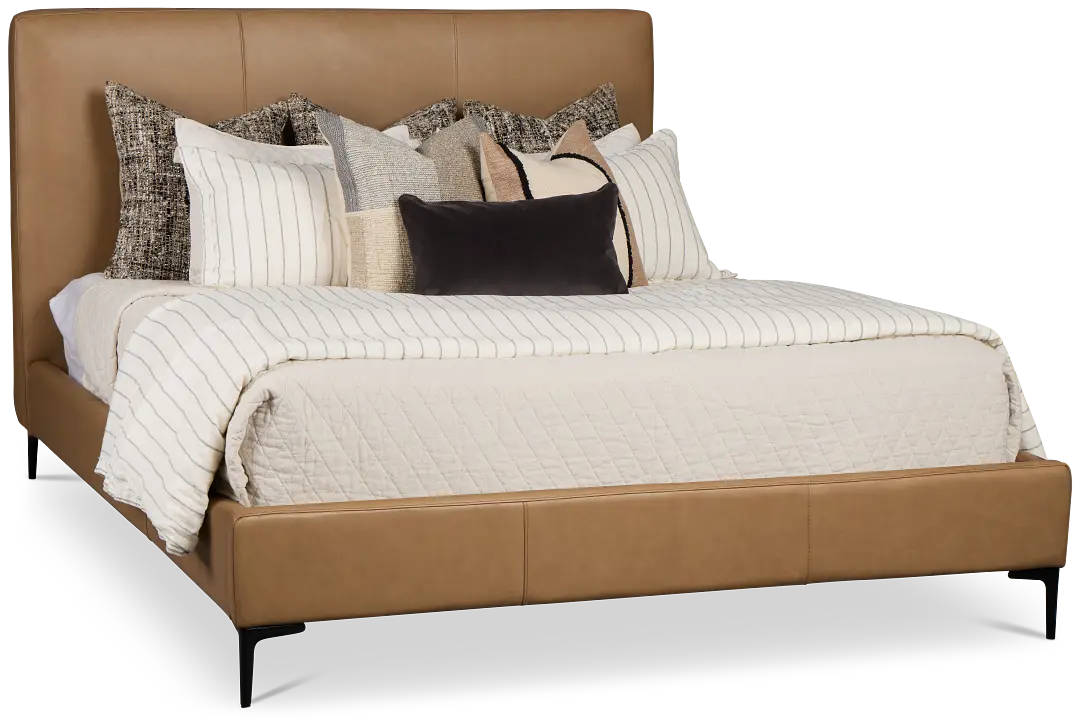 Highland Dark Brown Leather Panel Bed Highland Dark Brown Leather Panel Bed