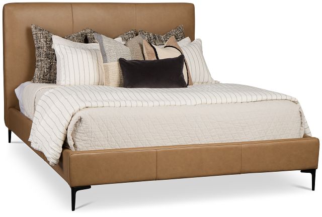 Highland Dark Brown Leather Panel Bed