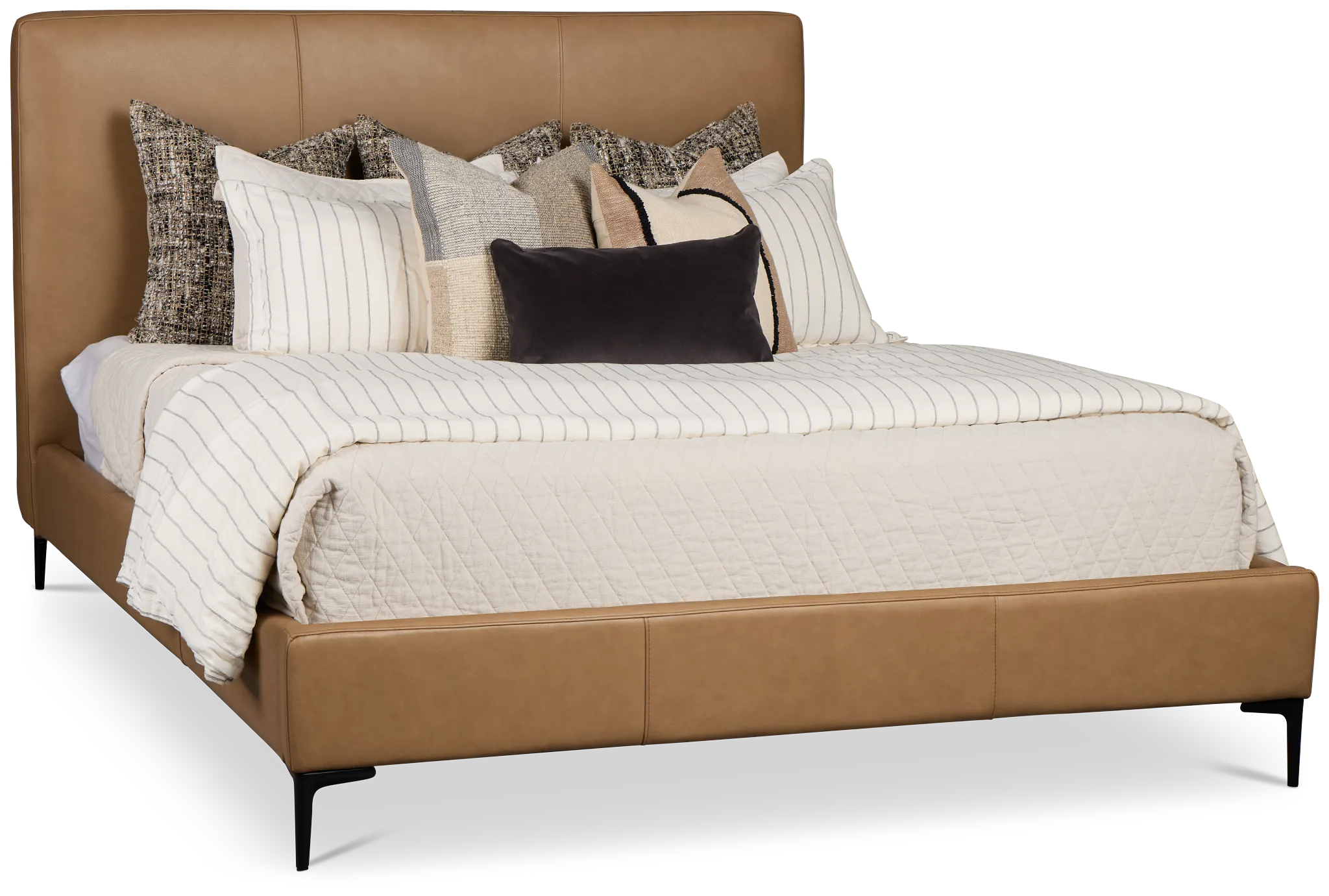 Highland Dark Brown Leather Panel Bed