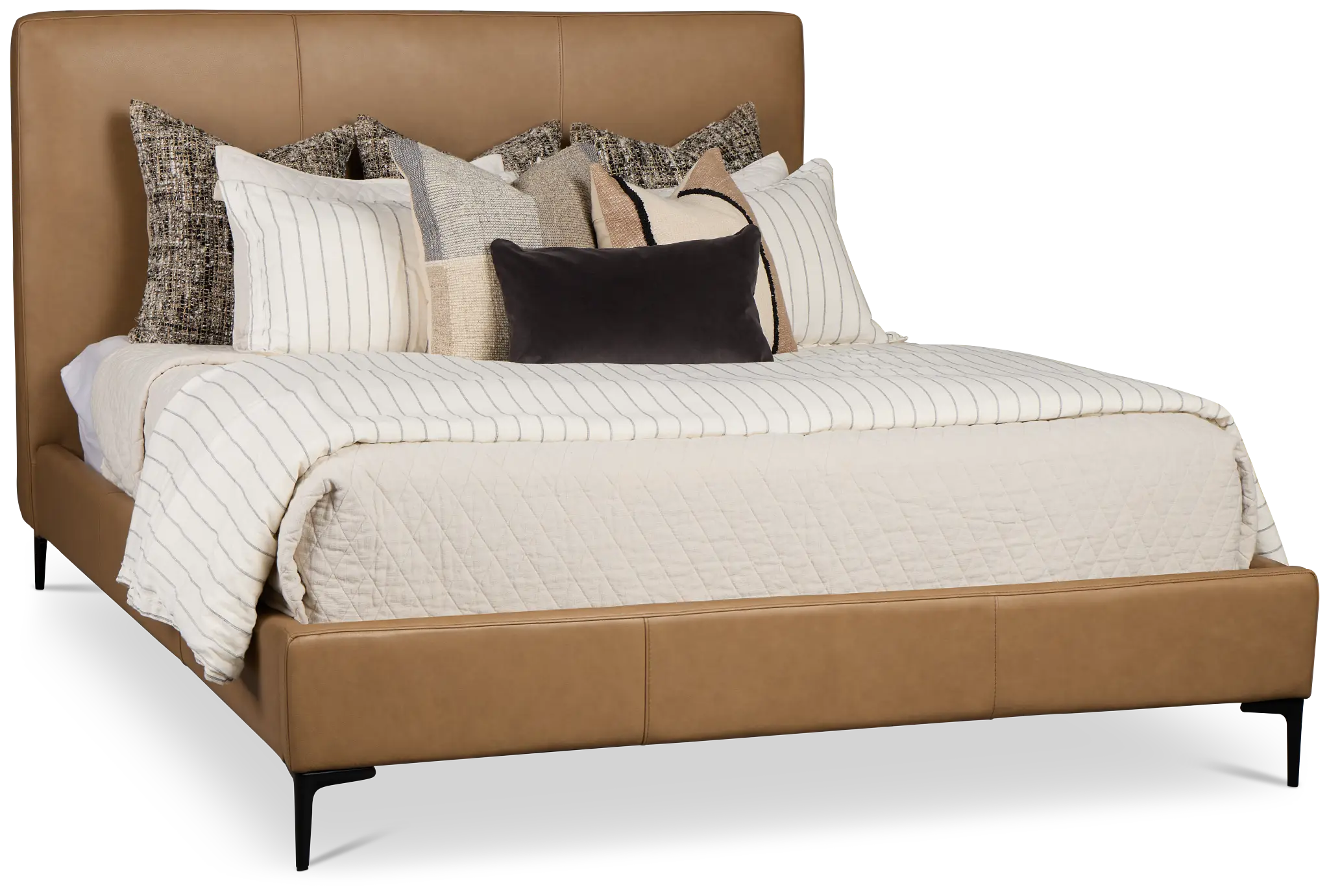 Highland Dark Brown Leather Panel Bed Highland Dark Brown Leather Panel Bed