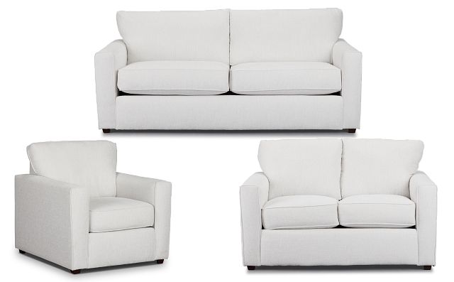 Avalon White Fabric Living Room