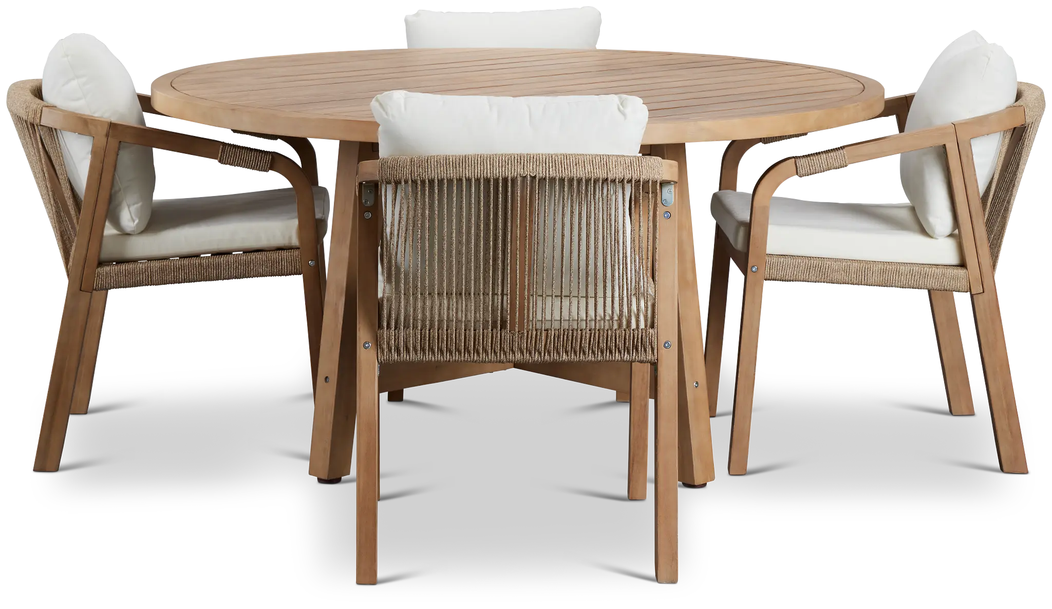 Laguna Light Tone Round Table & 4 White Cushioned Chairs Laguna Light Tone Round Table & 4 White Cushioned Chairs