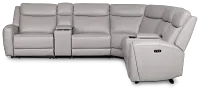 Walker Light Gray Lthr/vinyl Large Dual Power Reclining Two-arm Sectional