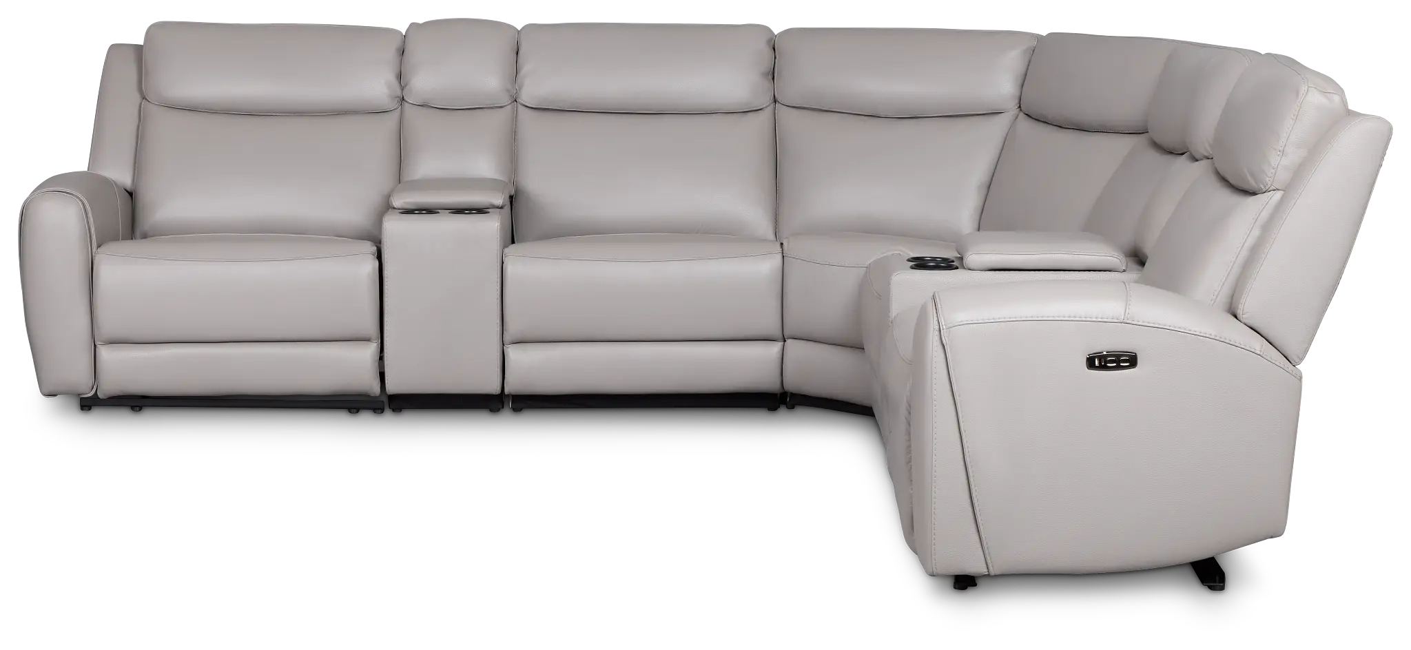 Walker Light Gray Lthr/vinyl Large Dual Power Reclining Two-arm Sectional Walker Light Gray Lthr/vinyl Large Dual Power Reclining Two-arm Sectional