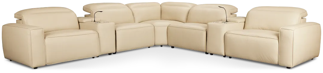 Tidal Beige Lthr/vinyl Large Dual Power Reclining Two-arm Sectional