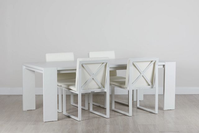 Linear White 87" Aluminum Table & 4 Cushioned Side Chairs (0)