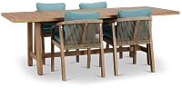 Laguna Light Tone 90" Retangular Table & 4 Teal Cushioned Chairs