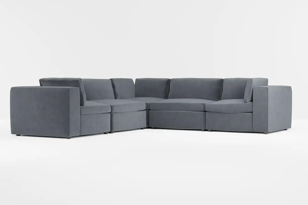 Destin Joya Gray Velvet 5-piece Modular Sectional Destin Joya Gray Velvet 5-piece Modular Sectional