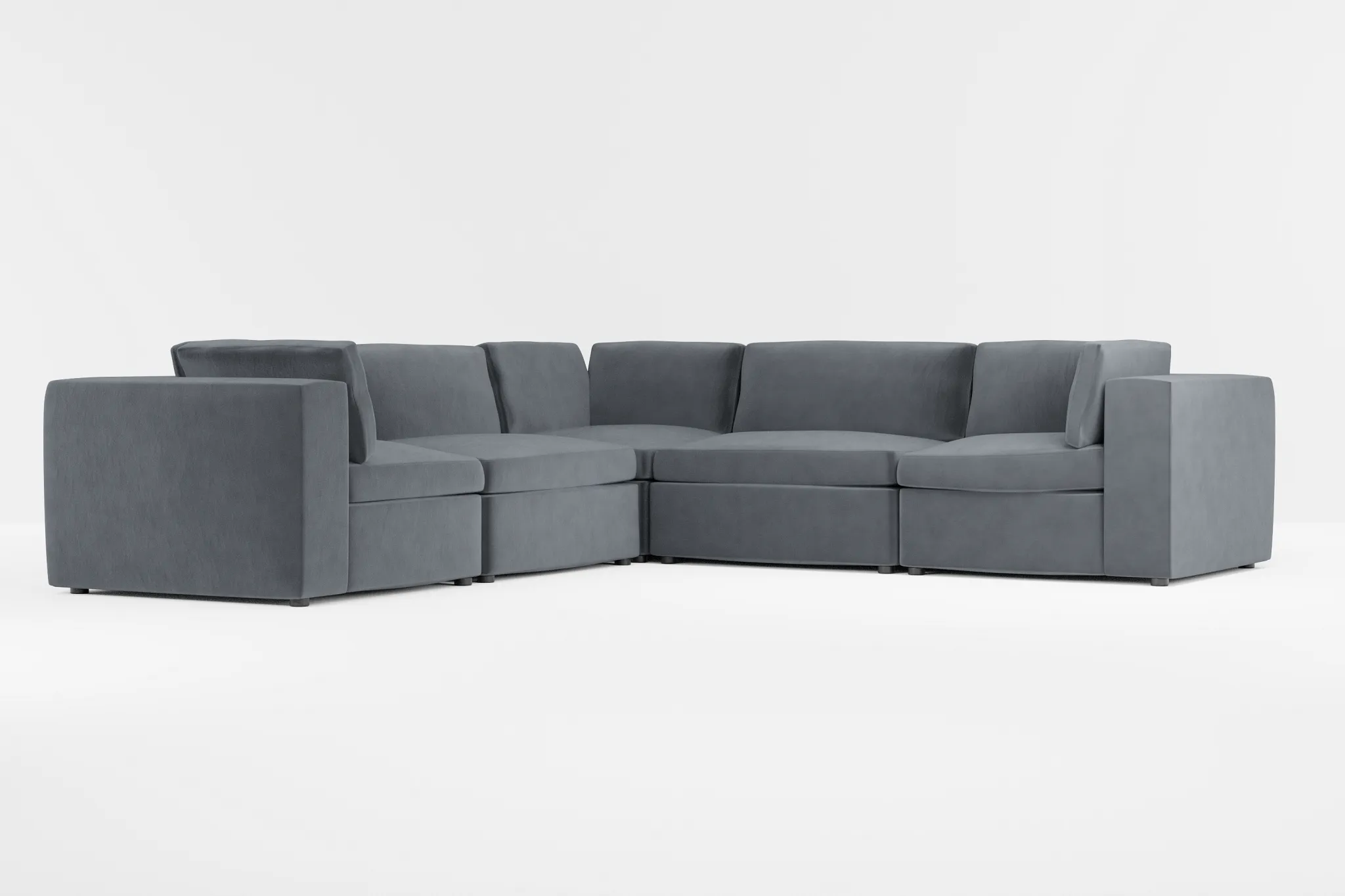 Destin Joya Gray Velvet 5-piece Modular Sectional