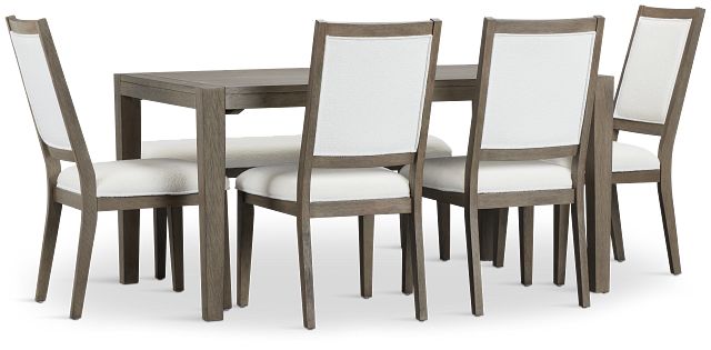 Alden Gray Rect Table, 4 Chairs & Bench