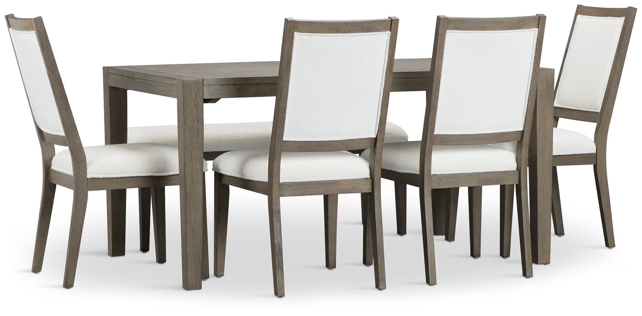Alden Gray Rect Table, 4 Chairs & Bench Alden Gray Rect Table, 4 Chairs & Bench