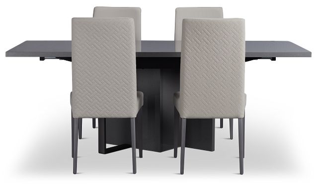 Oslo Gray Extension Rectangular Table & 4 Upholstered Chairs
