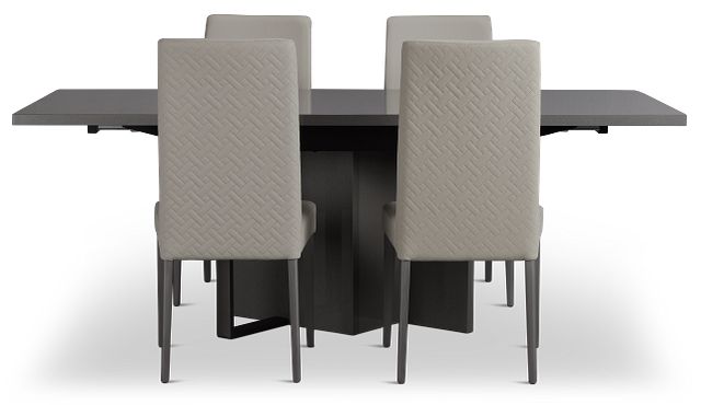 Oslo Gray Extension Rectangular Table & 4 Upholstered Chairs