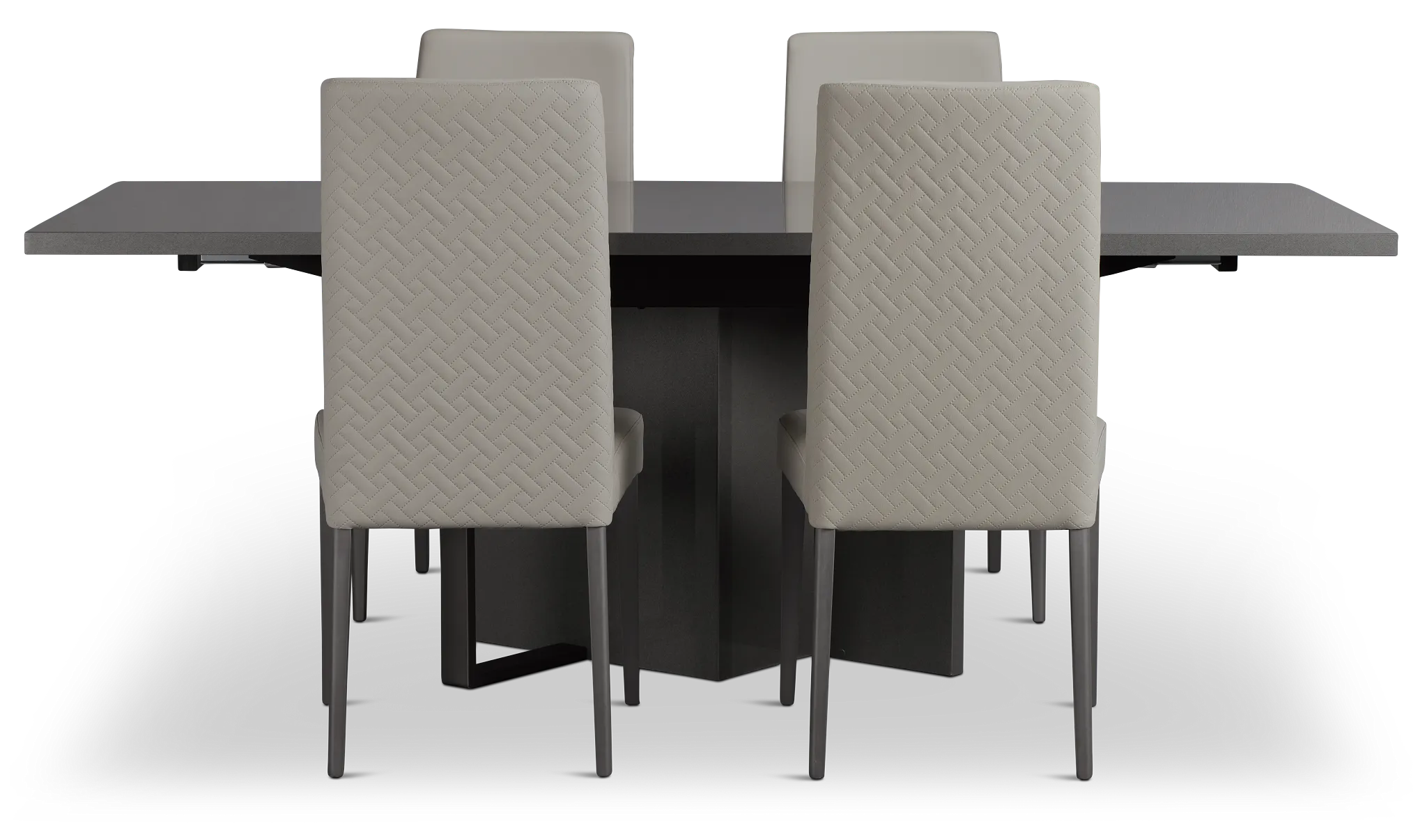 Oslo Gray Extension Rectangular Table & 4 Upholstered Chairs