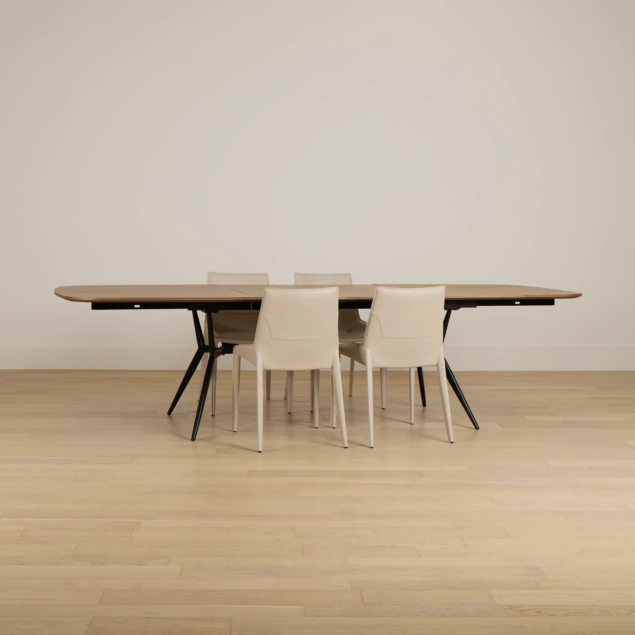 Margo Two-tone Rect Table & 4 Light Beige Upholstered Side Chairs