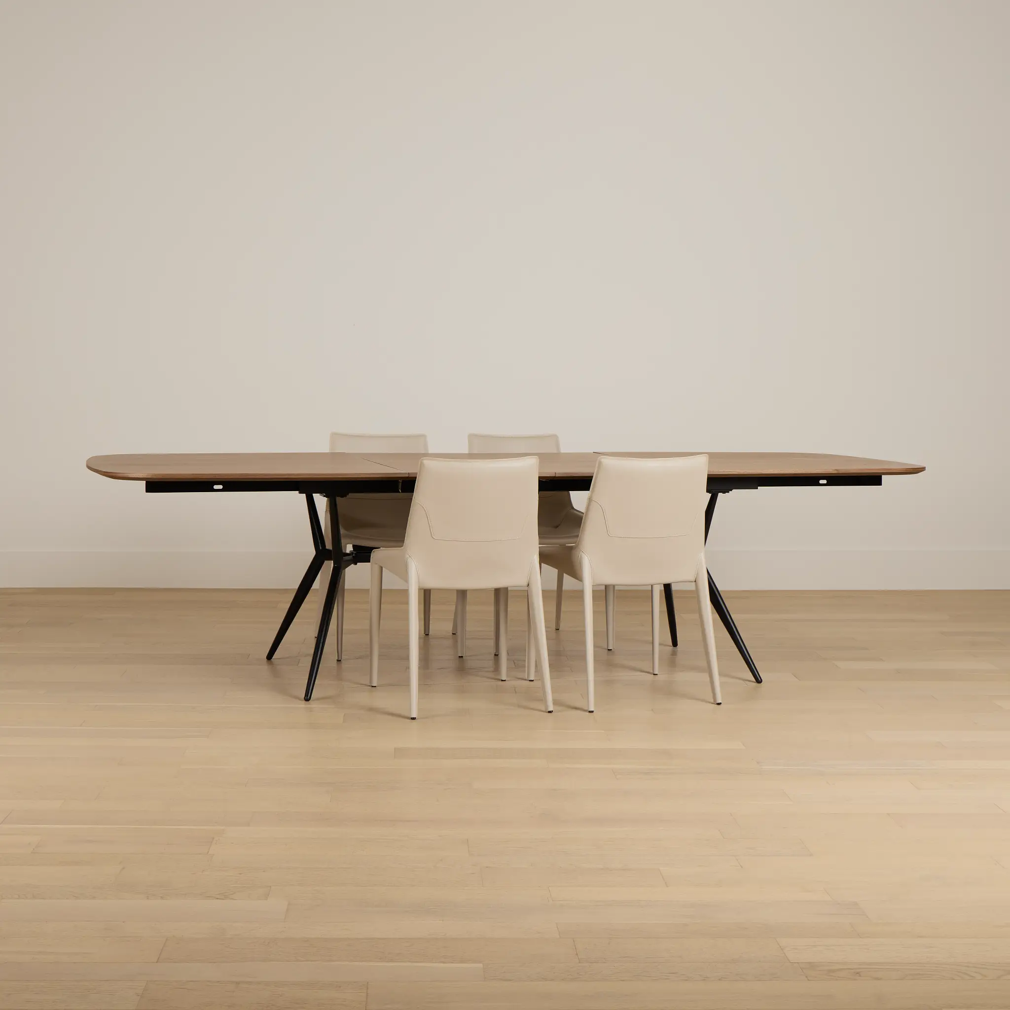 Margo Two-tone Rect Table & 4 Light Beige Upholstered Side Chairs Margo Two-tone Rect Table & 4 Light Beige Upholstered Side Chairs