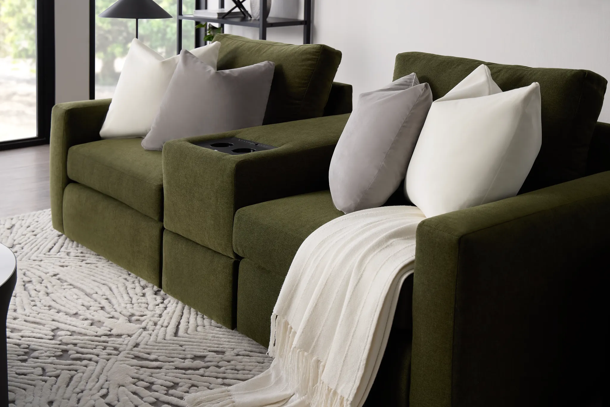 Citymod Green Fabric 3-piece Modular Sofa With Media Console