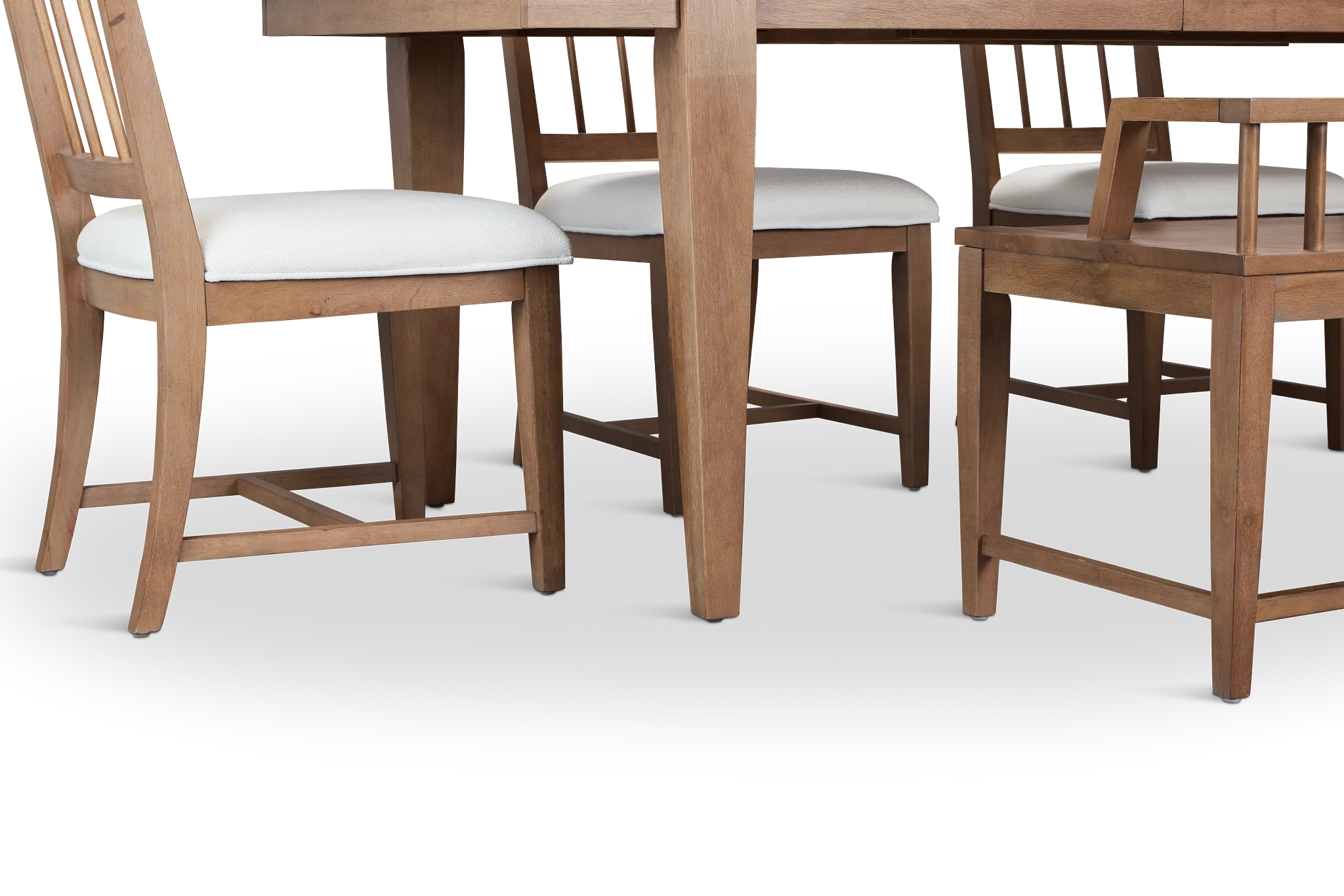 Provo Mid Tone Rect Table, 4 White Chairs & Bench