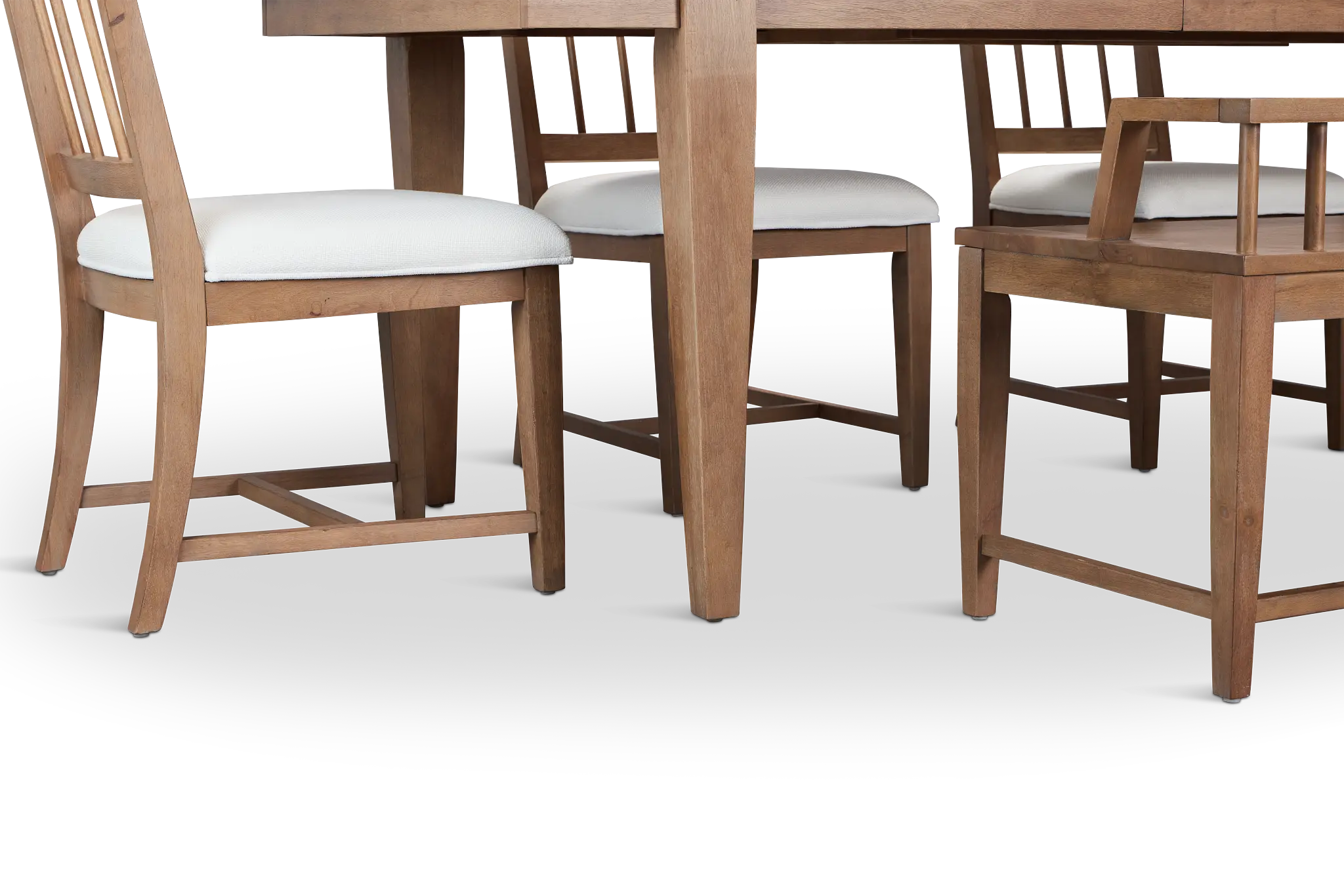 Provo Mid Tone Rect Table, 4 White Chairs & Bench Provo Mid Tone Rect Table, 4 White Chairs & Bench